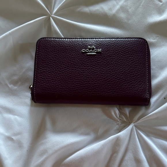 Coach Dark Purple Leather Wallet - Picture 1 of 3